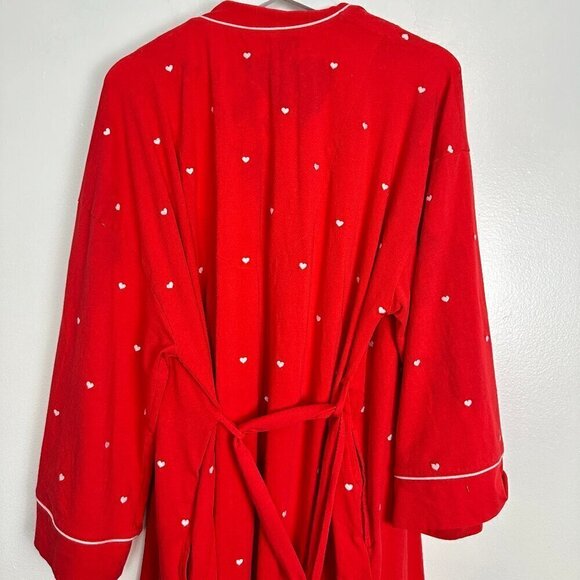 BEDHEAD Pajamas Heart Dot Stretch Organic Cotton Jersey Robe in Tiny Hearts L/XL - Picture 10 of 11